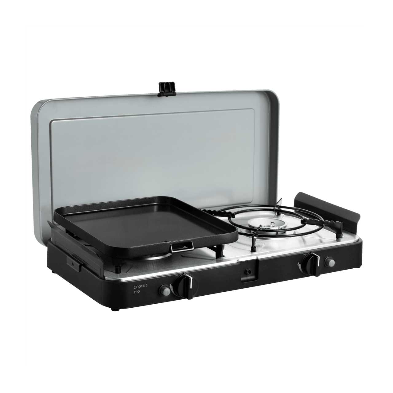 Dometic Cadac 2 Cook 3 Pro Deluxe 2-burner gas stove, pot and coffee stands, grill plates