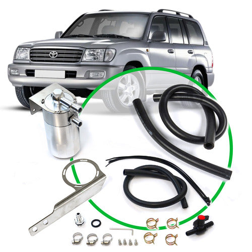 SAAS Oil Catch Tank Full Kit to suit Landcruiser 100 Series 1HZ 98 - 07 Polished Catch Can