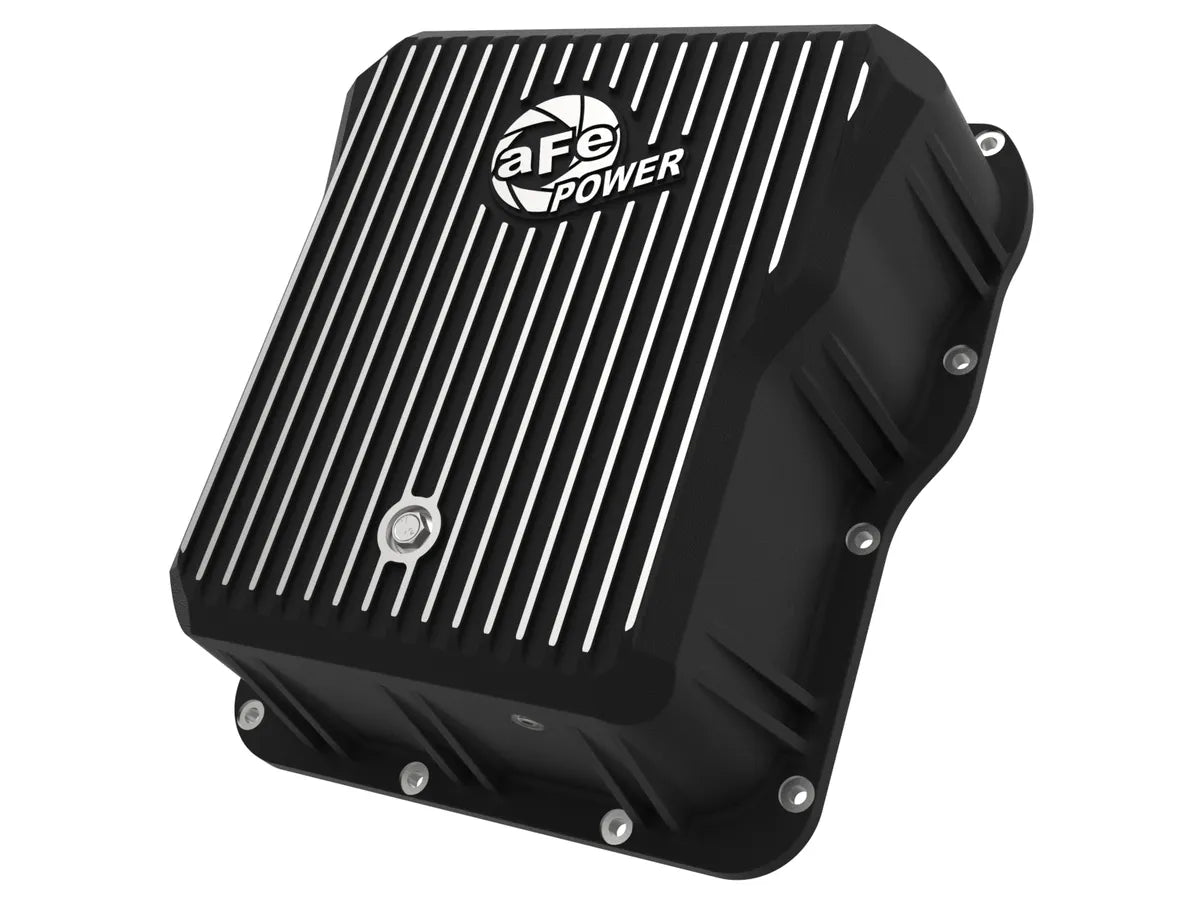 AFE POWER Pro Series Transmission Pan Black/Raw Finish w/ Machined Fins suits Chevrolet/GMC (CHECK DESCRIPTION FOR VHEICLE APPLICATION)
