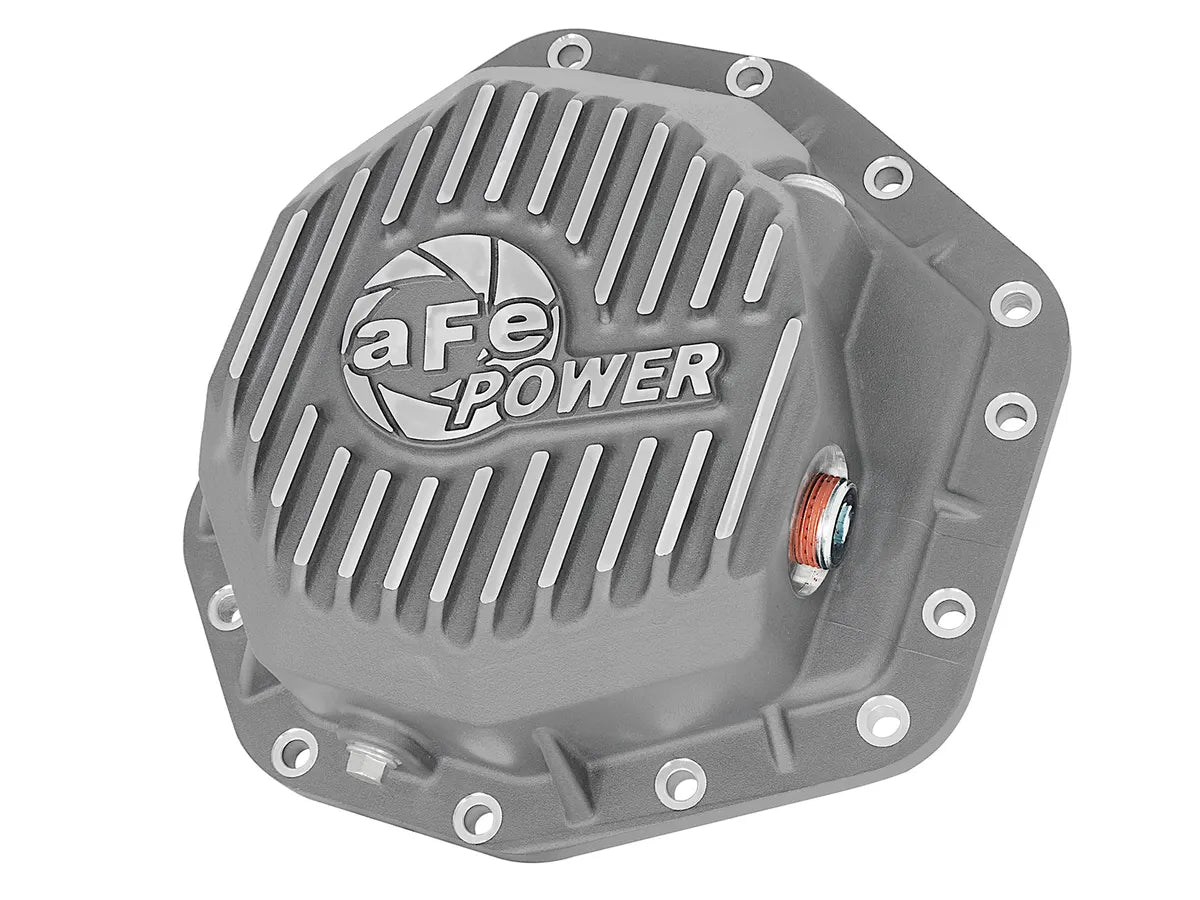 AFE POWER Street Series Rear Differential Cover Raw / Black w/ Machined Fins suits Ford F-350 / F-450 Super Duty 2017-2023
