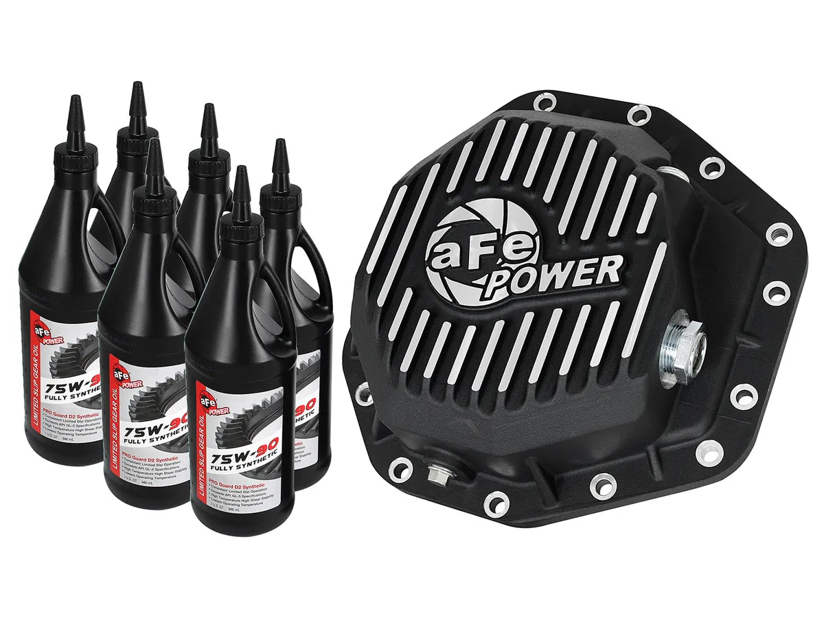 AFE POWER Street Series Rear Differential Cover Raw / Black w/ Machined Fins / Machined Fins w/ Gear Oil suits F-250 F-350 Super Duty 2017-2023