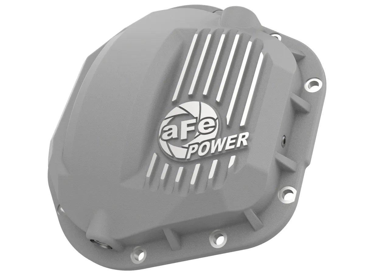 AFE POWER Pro Series Front Differential Cover Polished / Black w/ Machined Fins suits Ford F-250 / F-350 Super Duty Gas/ Diesel 2017-2022 / 2017-2023 / 2020-2023