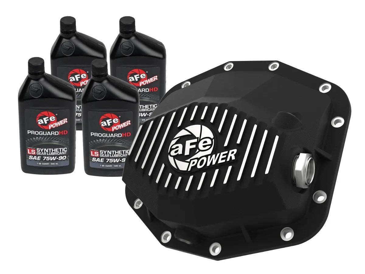 AFE POWER Pro Series Rear Differential Cover Black / Raw w/ Machined Fins / With Oil suits RAM 1500 TRX / 1500RHO 2021-2024 / 2025-2025