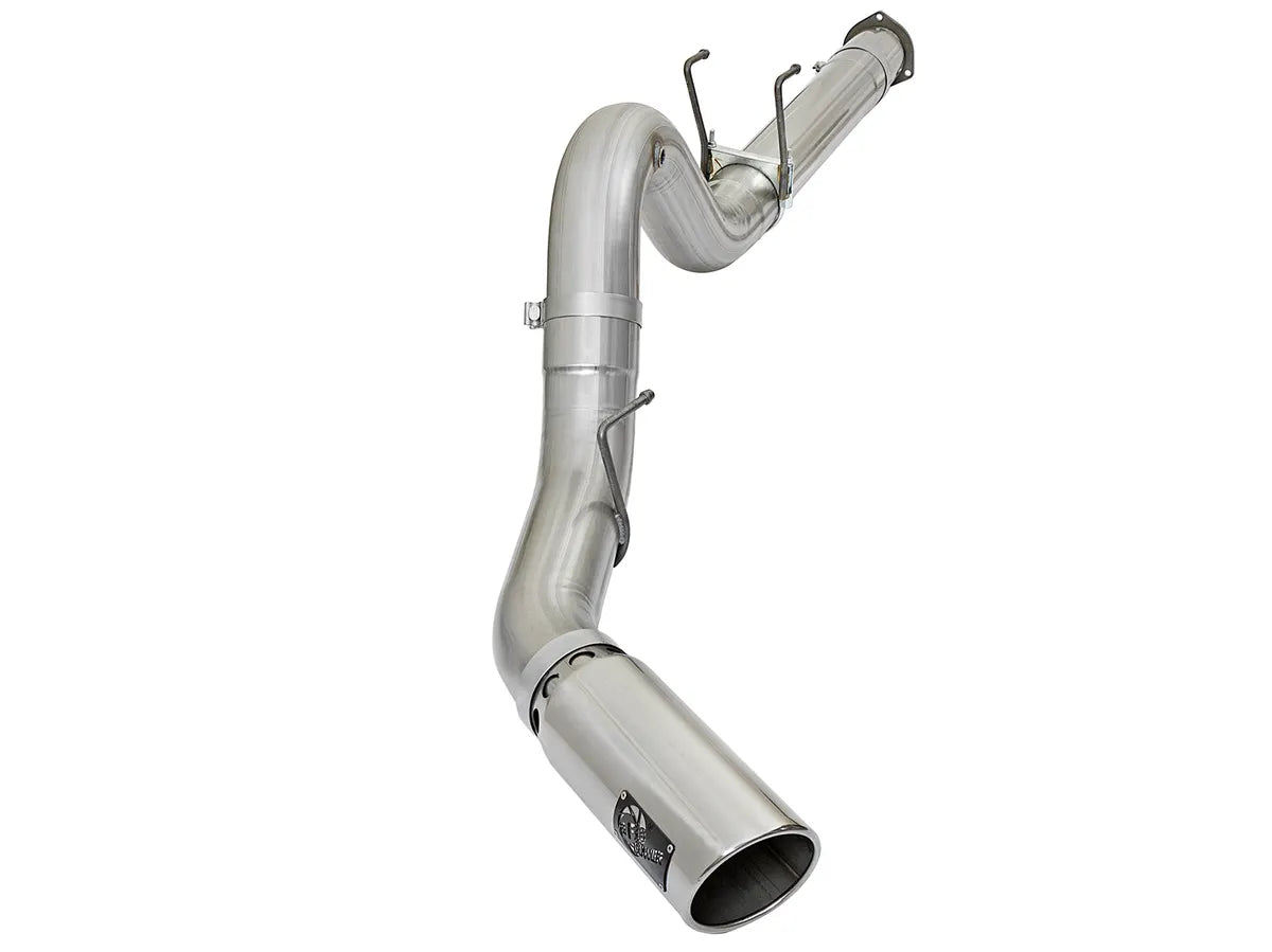 AFE POWER ATLAS 5 IN Aluminized Steel DPF-Back Exhaust System Black / Polished Tip suits Ford F-250 / F-350 Super Duty 2017-2024