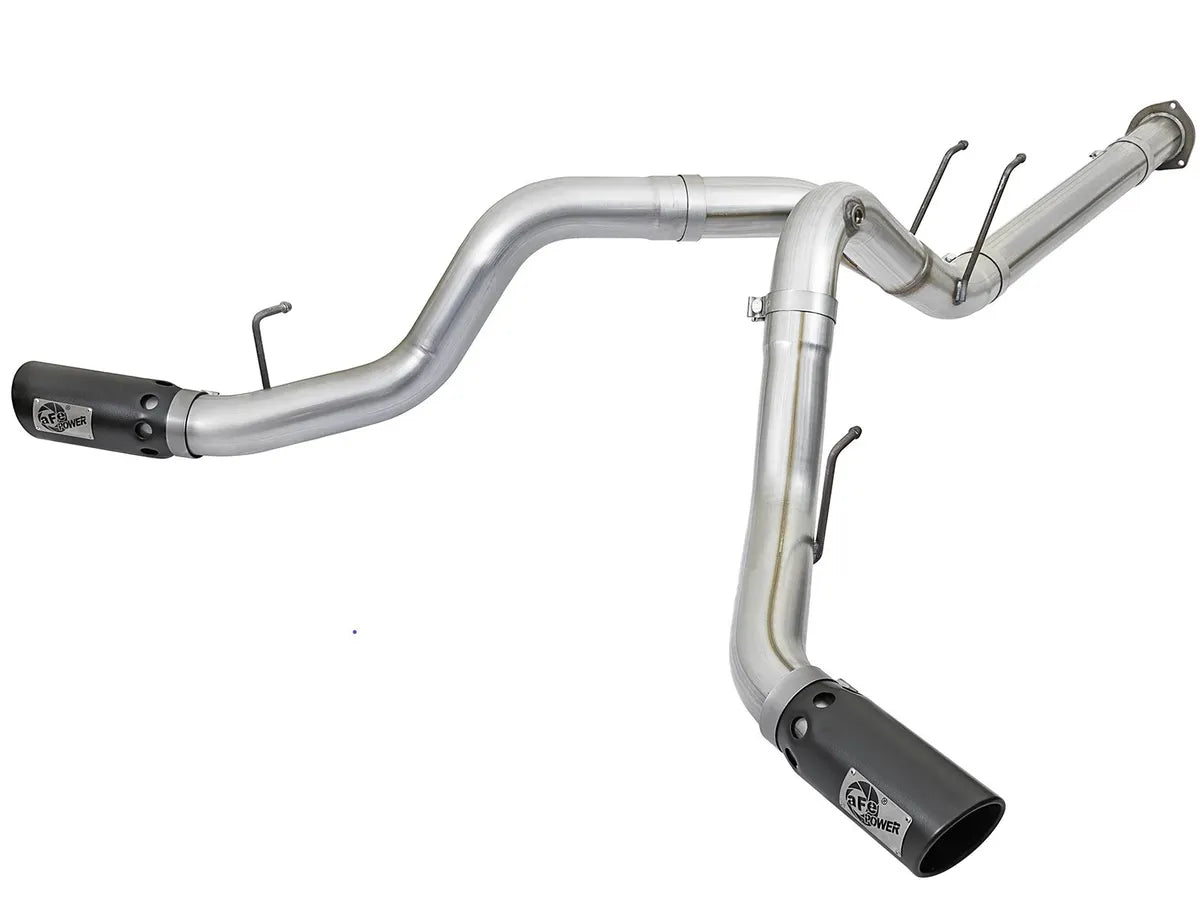 AFE POWER ATLAS 4 IN Aluminized Steel DPF-Back Exhaust System Black / Polished Tips suits Ford F-250 / F-350 Super Duty 2017-2024
