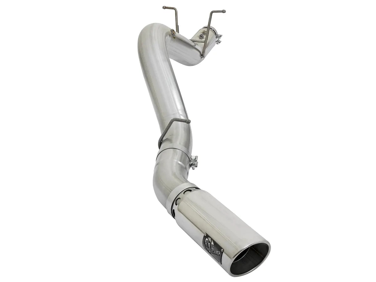 AFE POWER ATLAS 5 IN Aluminized Steel DPF-Back Exhaust System Polished/Black Tip suits Chevrolet Silverado / GMC Sierra 2500/3500 2017-2019
