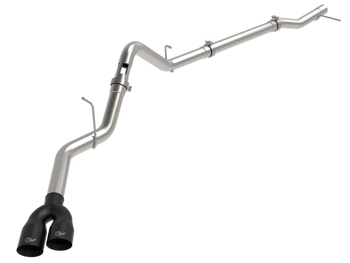 AFE POWER Rebel XD Series 3 IN 304 Stainless Steel DPF-Back Exhaust w/Dual Polished / Black Tips suits GMC Sierra / Chevrolet Silverado 1500 2023-2024