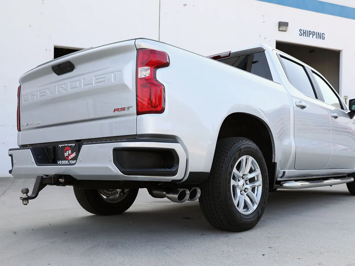 AFE POWER Rebel XD Series 3 IN 304 Stainless Steel DPF-Back Exhaust w/Dual Polished / Black Tips suits GMC Sierra / Chevrolet Silverado 1500 2023-2024