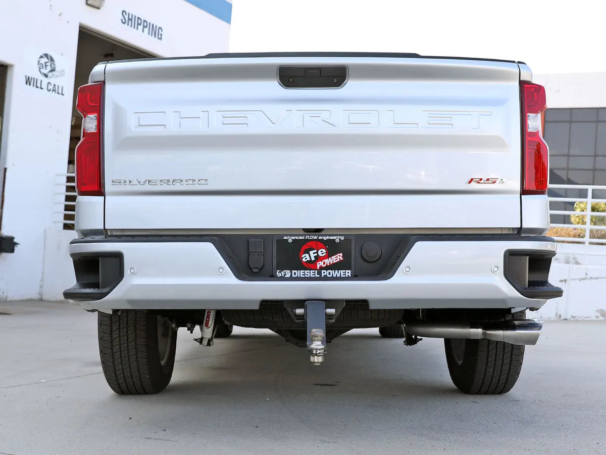 AFE POWER Rebel XD Series 3 IN 304 Stainless Steel DPF-Back Exhaust w/Dual Polished / Black Tips suits GMC Sierra / Chevrolet Silverado 1500 2023-2024