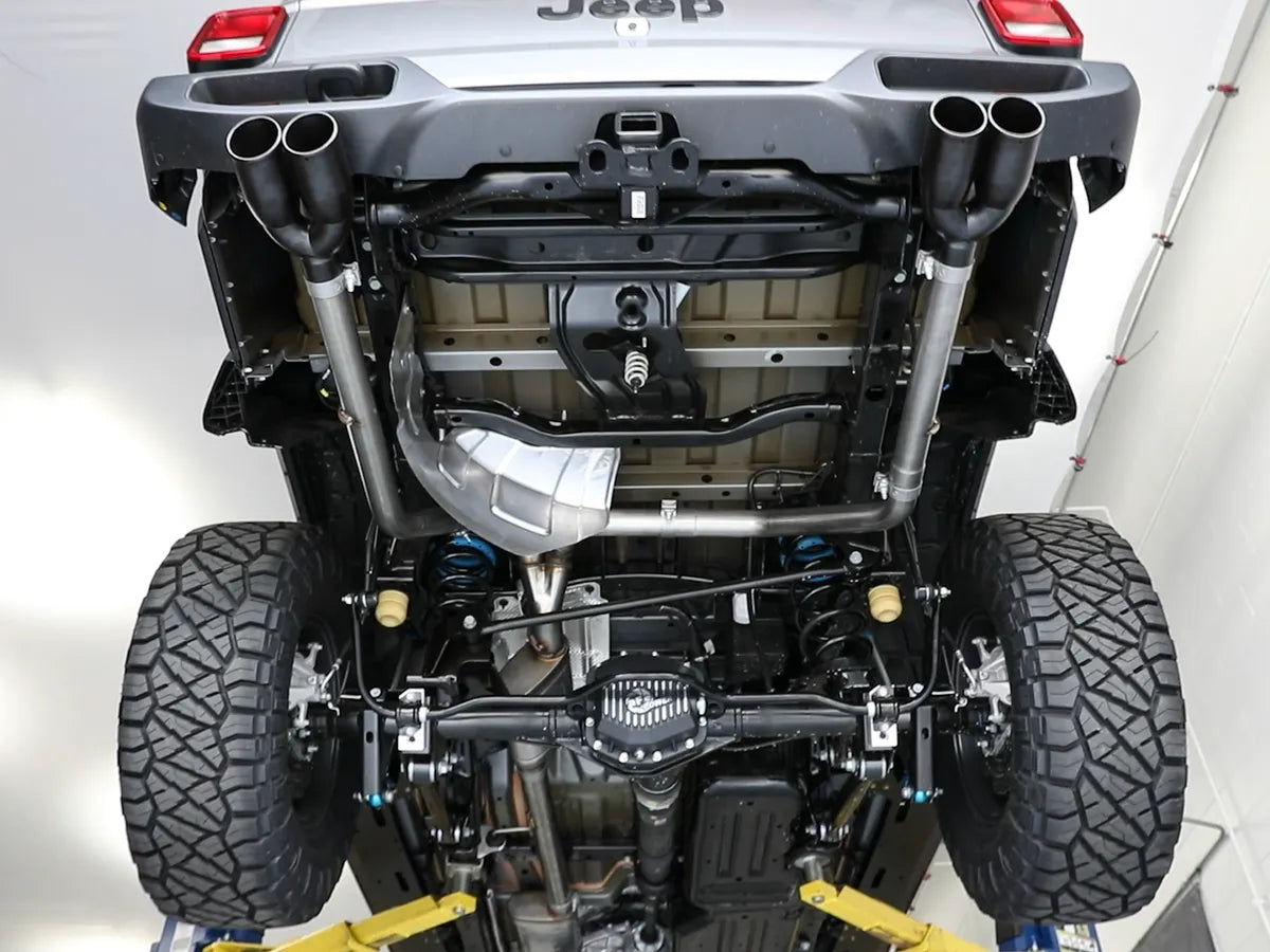 AFE POWER Vulcan Series 3 IN to 2-1/2 IN 304 Stainless Steel Cat-Back Exhaust w/ Black / Polished Tip suits Gladiator JT Gas 2020-2024