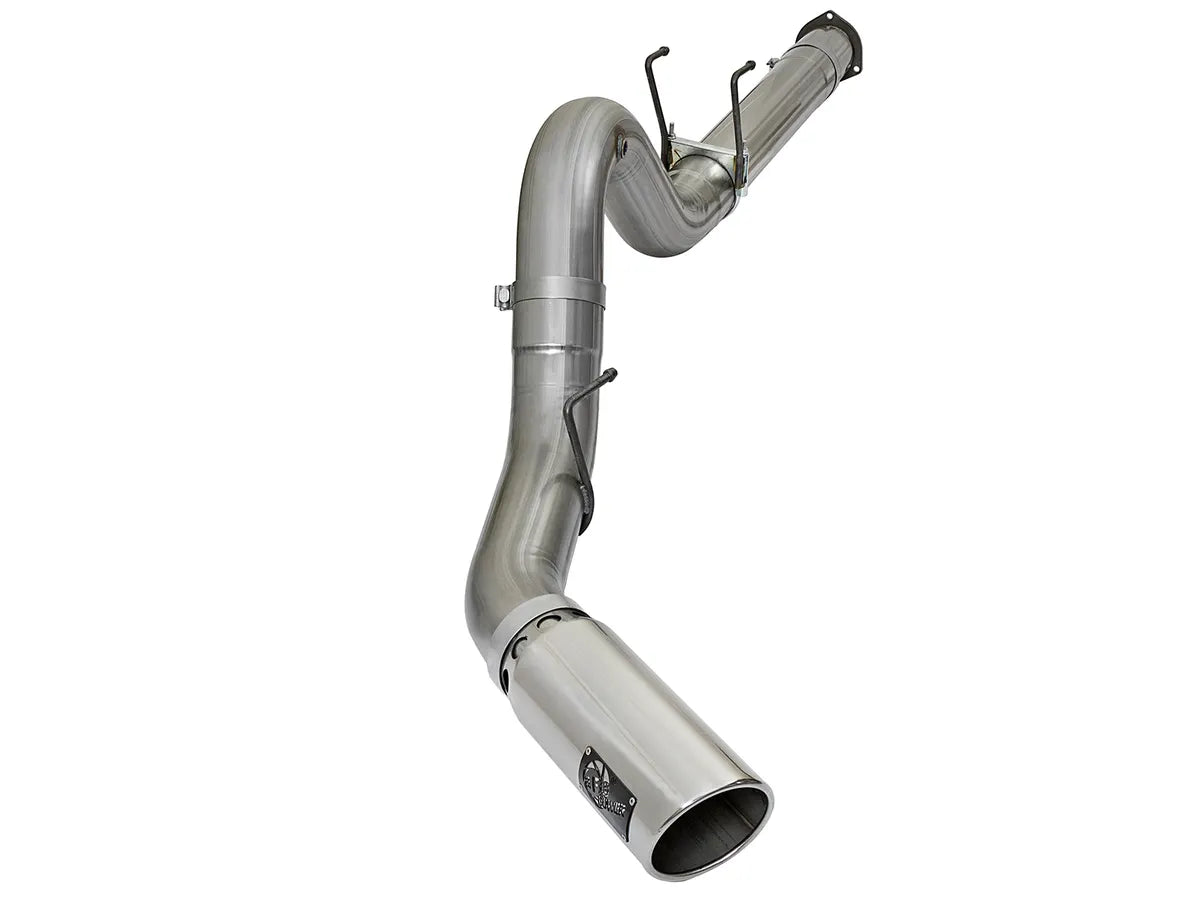 AFE Large Bore-HD 5 IN 409 Stainless Steel DPF-Back Exhaust System Black / Polished Tip Suits FORD F-250 / F-350 SUPER DUTY 2017-2024