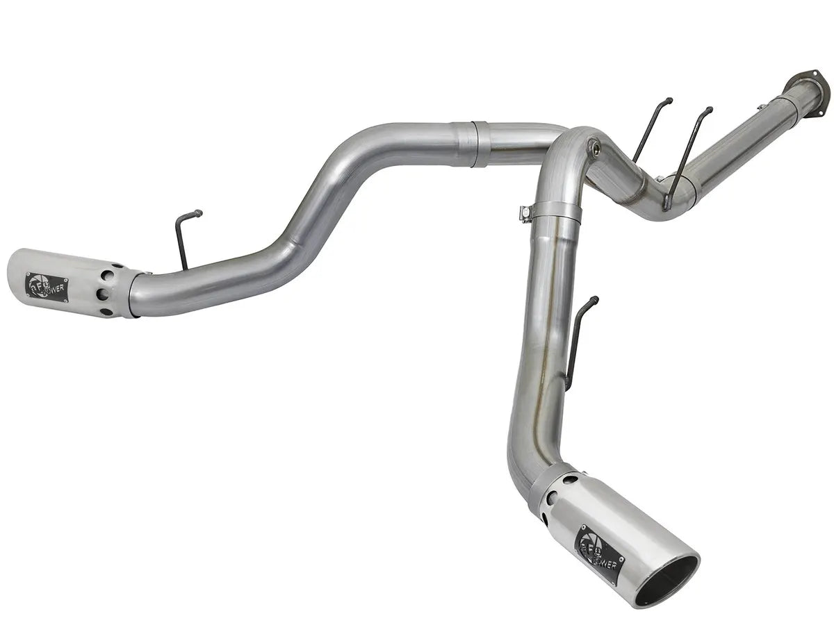 AFE POWER Large Bore-HD 4 IN 409 Stainless Steel DPF-Back Exhaust System Black / Polished Tips suits Ford F-250 / F-350 Super Duty 2017-2024