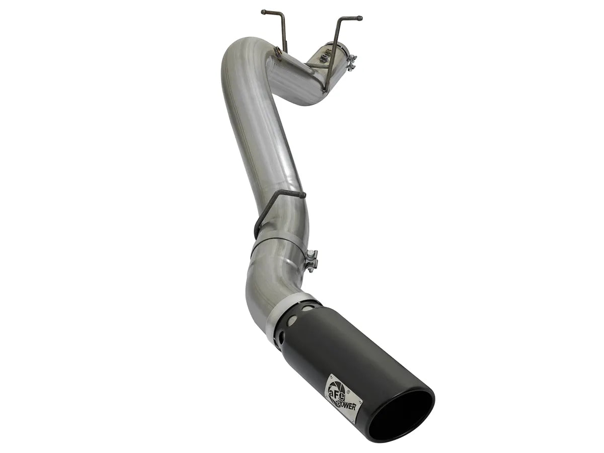 AFE POWER Large Bore-HD 5 IN 409 Stainless Steel DPF-Back Exhaust System Polished/Black Tip suits Chevrolet Silverado / GMC Sierra 2500/3500 2017-2019