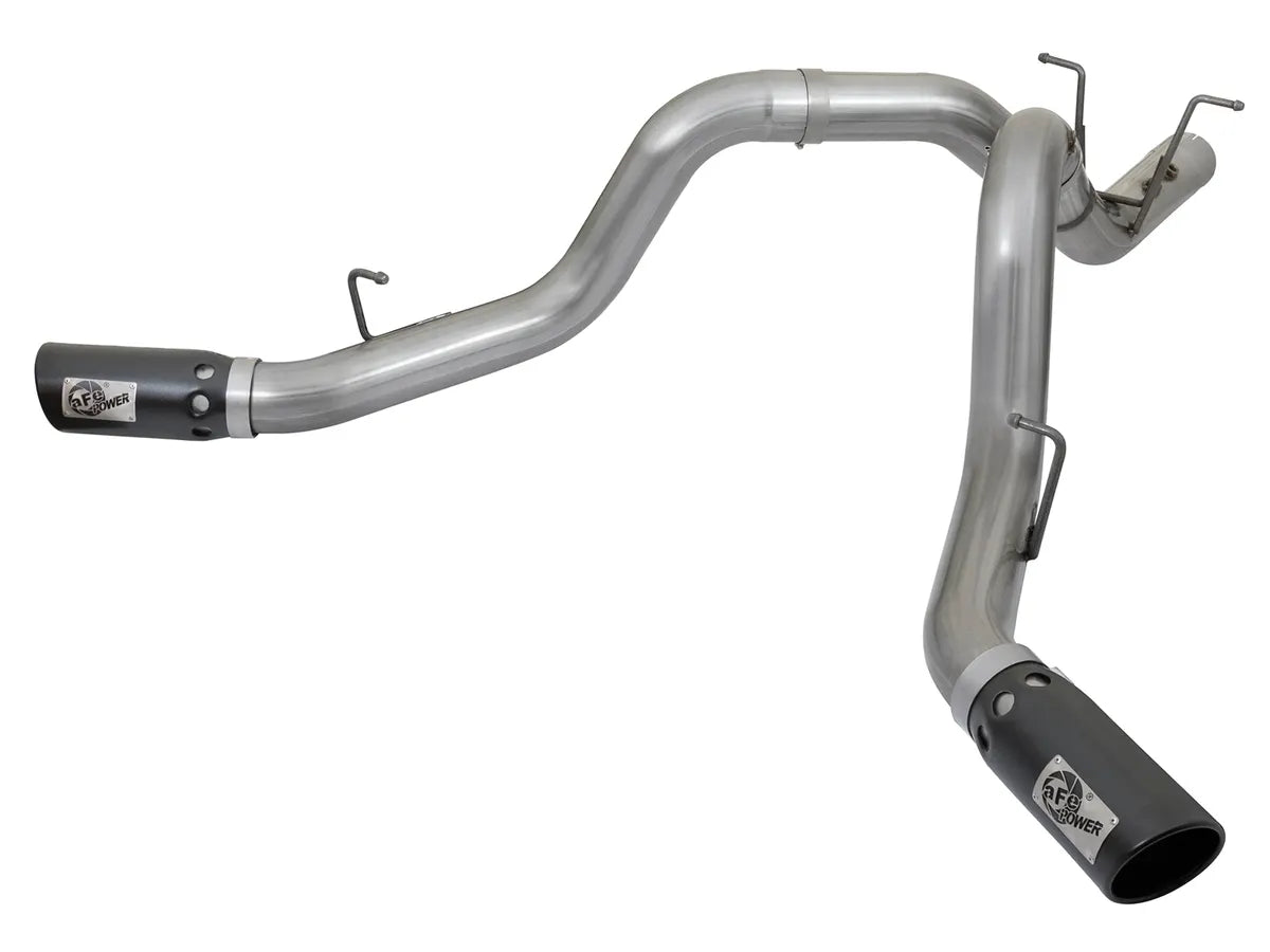 AFE POWER Large Bore-HD 4 IN 409 Stainless Steel DPF-Back Exhaust System Black / Polished Finsh suits Chevrolet Silverado GMC Sierra 2500/3500 2017-2019
