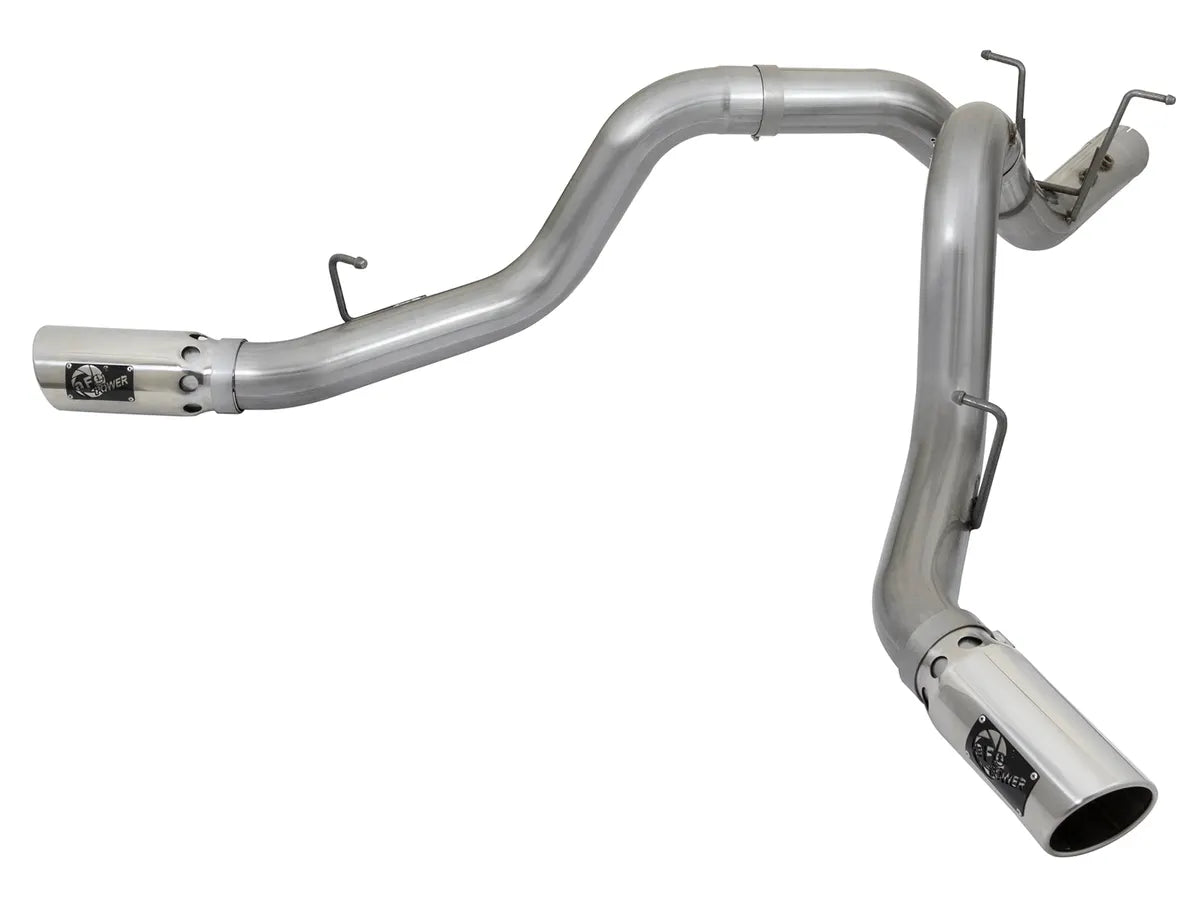 AFE POWER Large Bore-HD 4 IN 409 Stainless Steel DPF-Back Exhaust System Black / Polished Finsh suits Chevrolet Silverado GMC Sierra 2500/3500 2017-2019