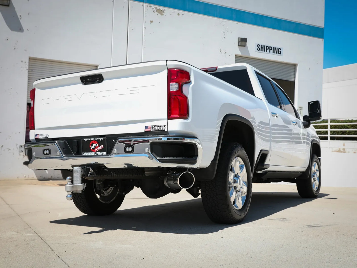 AFE POWER Large Bore-HD 5 IN 409 Stainless Steel DPF-Back Exhaust System Black/Polished Tip suits Chevrolet Silverado / GMC Sierra 2500/3500 2020-2023