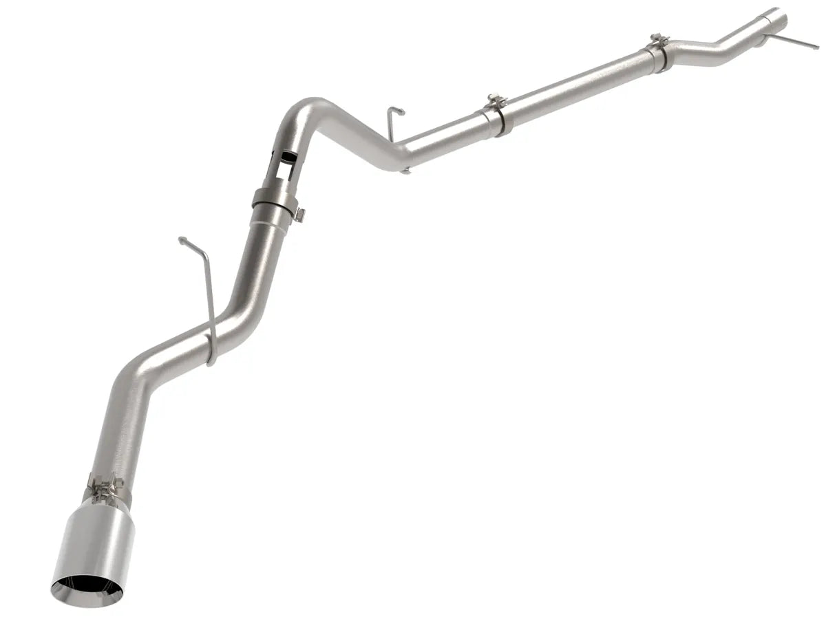 AFE POWER Large Bore-HD 3 IN 409 Stainless Steel DPF-Back Exhaust System w/ Black / Polished Tip suits GMC Sierra / Chevrolet Silverado 1500 2023-2024