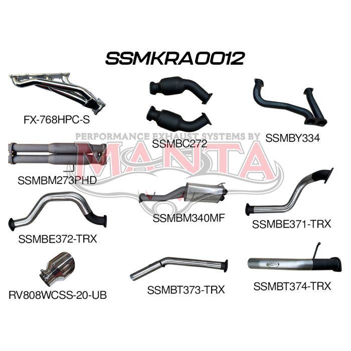 MANTA 4X4 RAM TRX 1500 DT 6.2L SUPERCHARGED V8 CREW CAB UTE 3" CHROME/BLACK TIPS STAINLESS STEEL EXHAUST