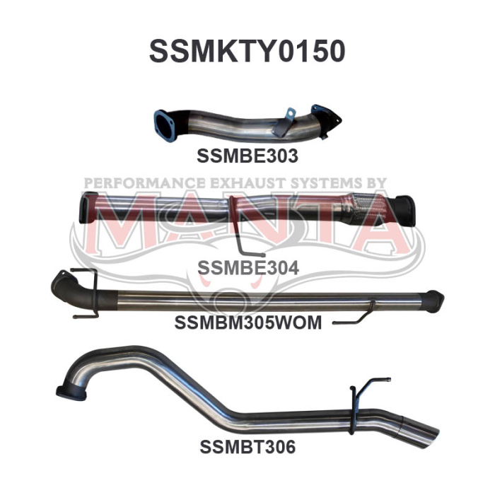 MANTA 4X4 TOYOTA HILUX KUN26R, KUN16R 3.0L TURBO DIESEL D4D 2005 2015 3" ALUMINISED/STAINLESS STEEL EXHAUST
