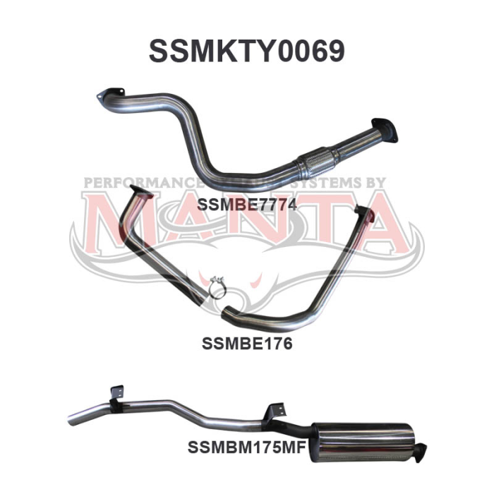 MANTA 4X4 TOYOTA 2.5" EXHAUST TOYOTA LANDCRUISER HZJ75, HZJ78 4.2L 1HZ DIESEL UTE & TROOP CARRIER 1990-2006