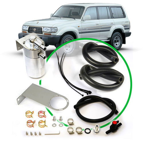 SAAS Oil Catch Tank Full Kit to suit Landcruiser 80 Series 1HD 90-98 Polished Can