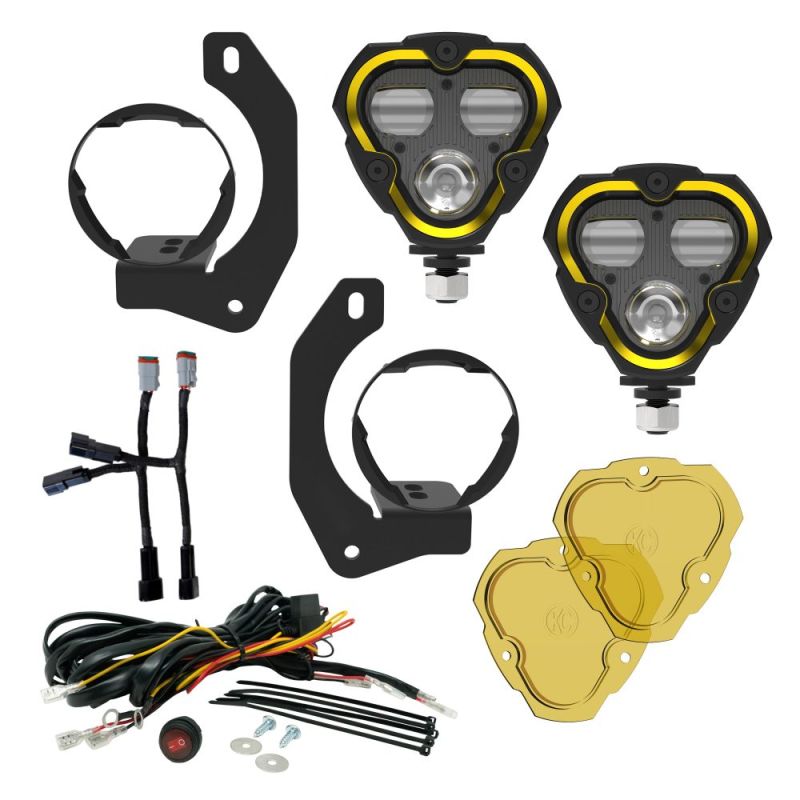 KC HILITES FLEX ERA 3 Dual Mode SAE Fog LED Light Pods - 2-Light Master Kit - Jeep JK/JL/JT Steel Bumpers