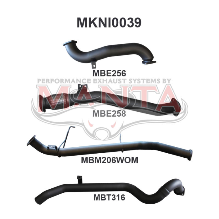 MANTA 4X4 NISSAN PATROL GU 3.0L TURBO DIESEL UTE, 2008 TO 2017 3" ALUMINISED/STAINLESS STEEL EXHAUST