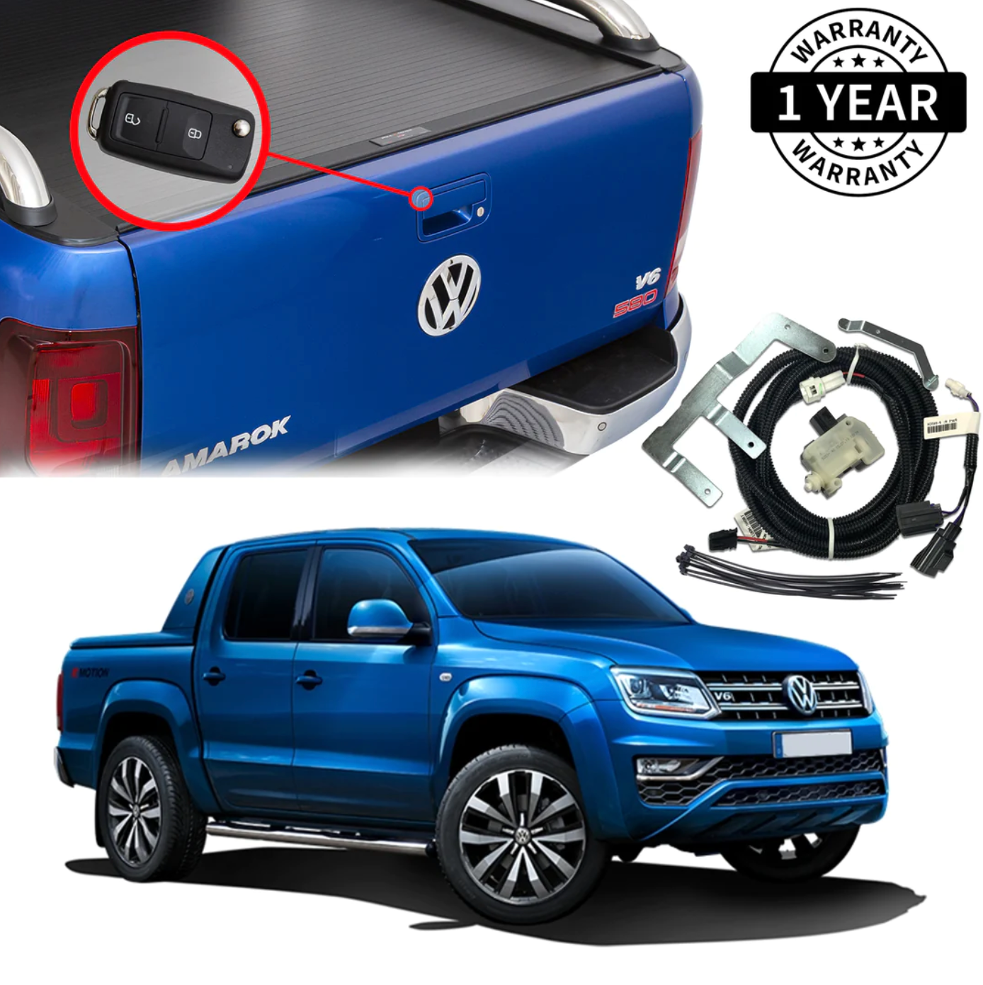 GRUNT 4X4 Tailgate Central Locking Kit Suit Volkswagen Amarok 2010-2020