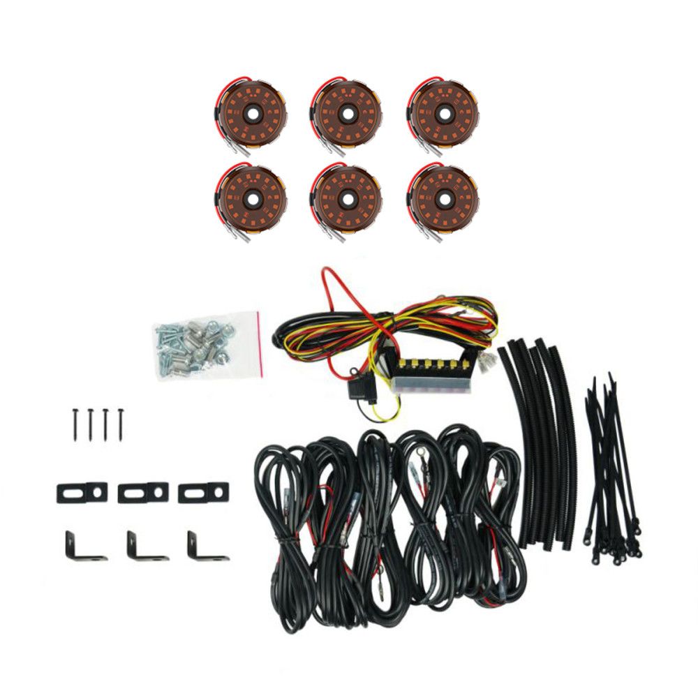KC HILITES Cyclone V2 LED 6-Light - Rock Light Kit CLEAR/ AMBER