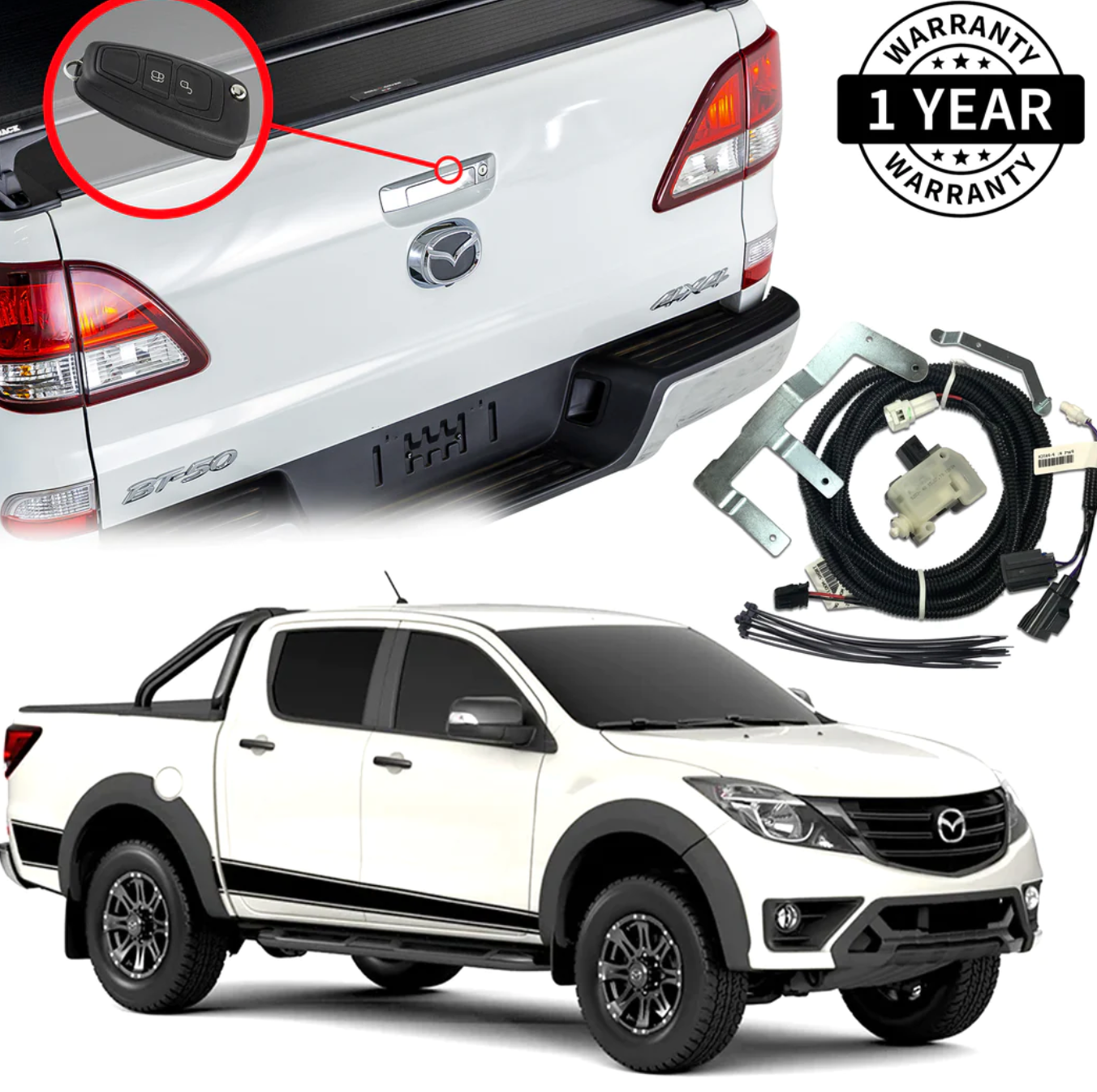 GRUNT 4X4 Tailgate Central Locking Kit Suit MAZDA BT-50 2011-2020