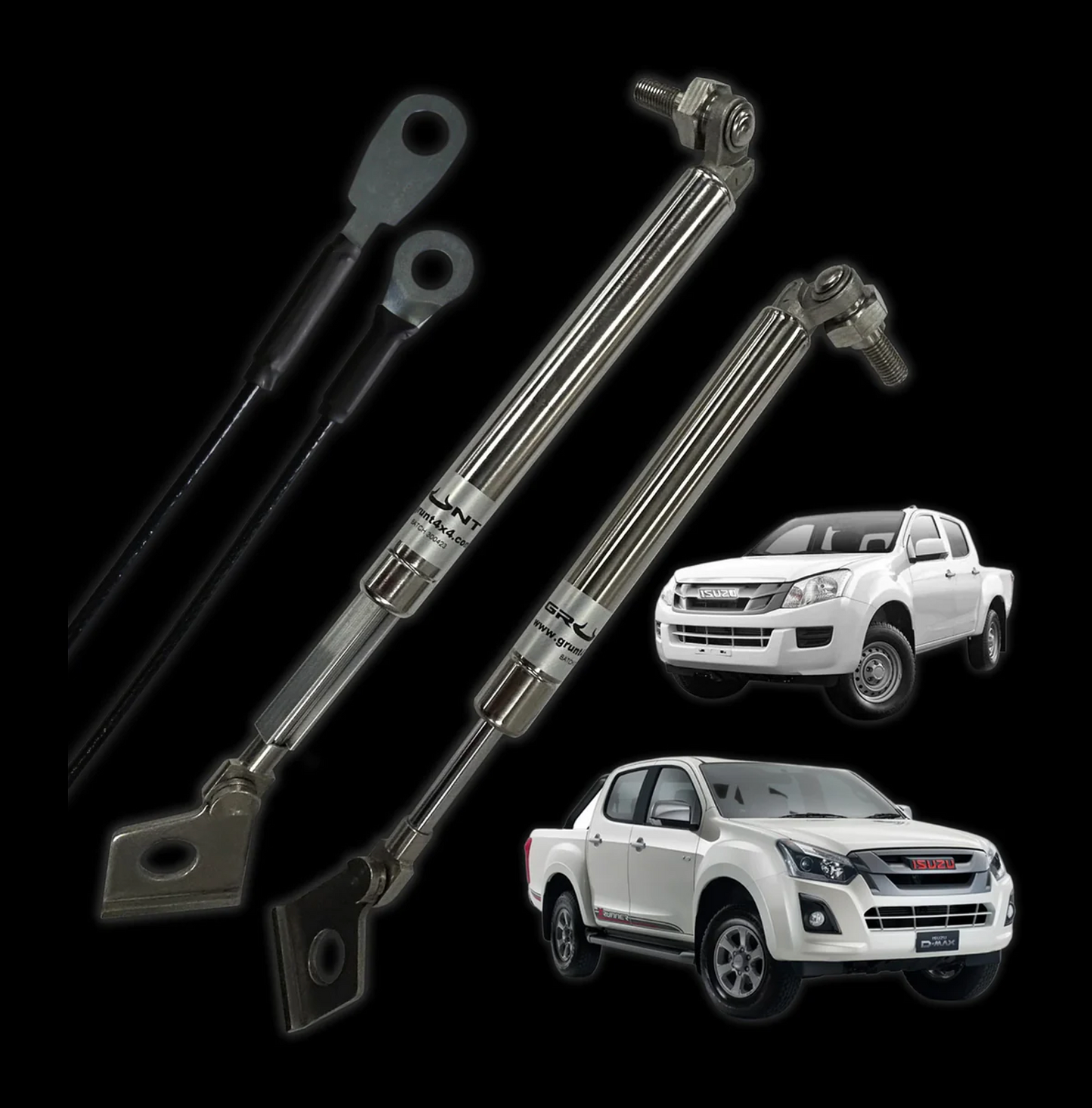 GRUNT 4X4 TAILGATE STRUT KIT SLOW DOWN EASY UP FOR Isuzu D-Max 12-20 STAINLESS