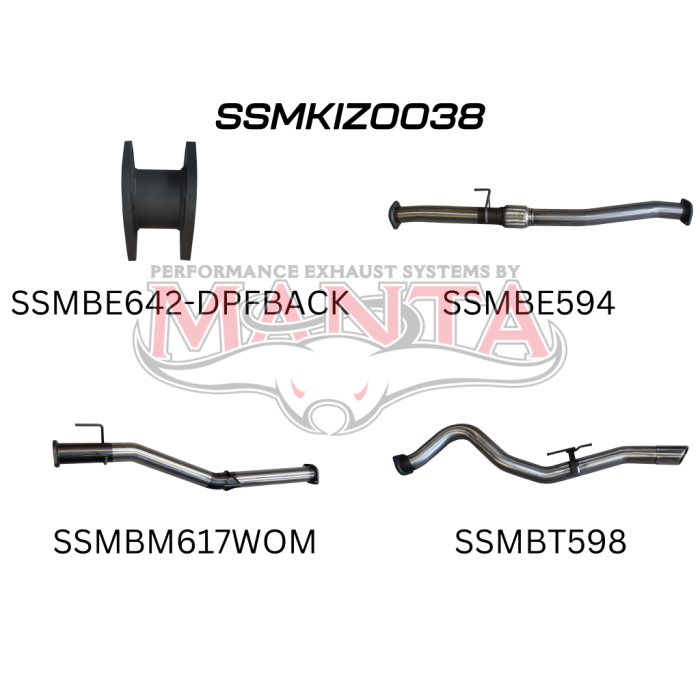 MANTA 4X4 ISUZU DMAX 1.9L 2021 ONWARDS (WITH DPF) 3" ALUMINISED STEEL/STAINLESS STEEL EXHAUST