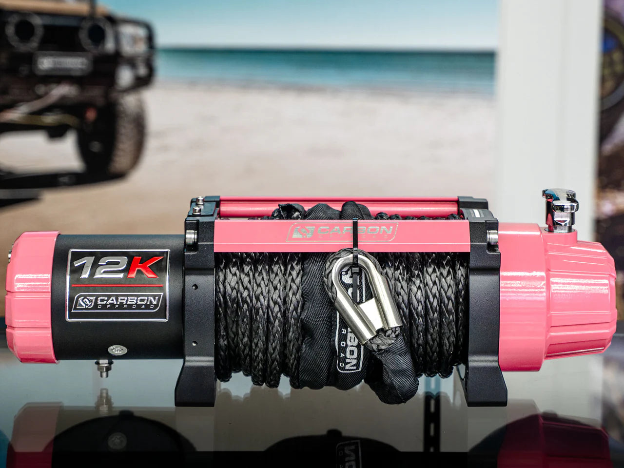 CARBON OFFROAD The Pink Carbon 12K - 12000lb Pink Winch With Pink Hook V3