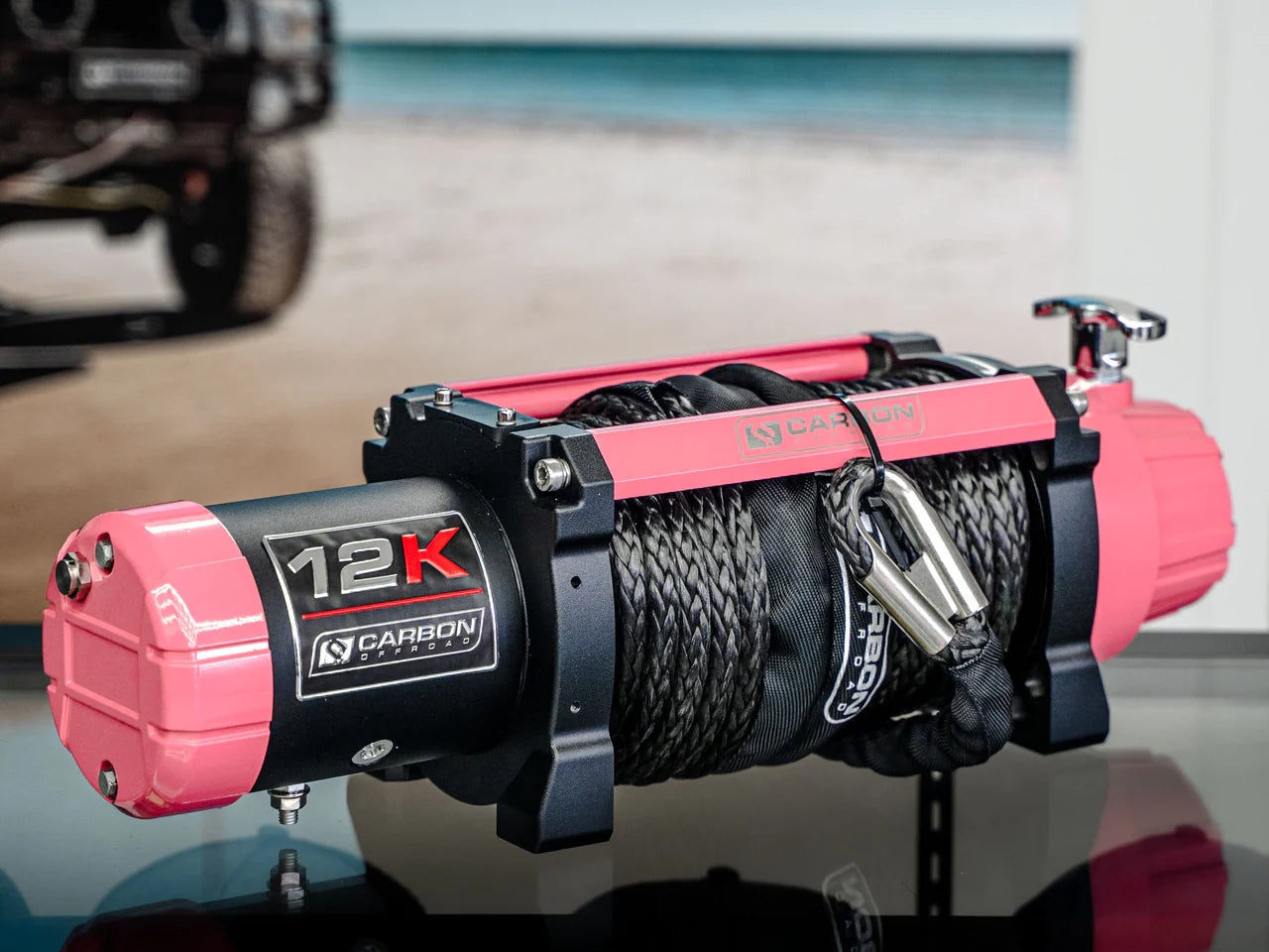 CARBON OFFROAD The Pink Carbon 12K - 12000lb Pink Winch With Pink Hook V3