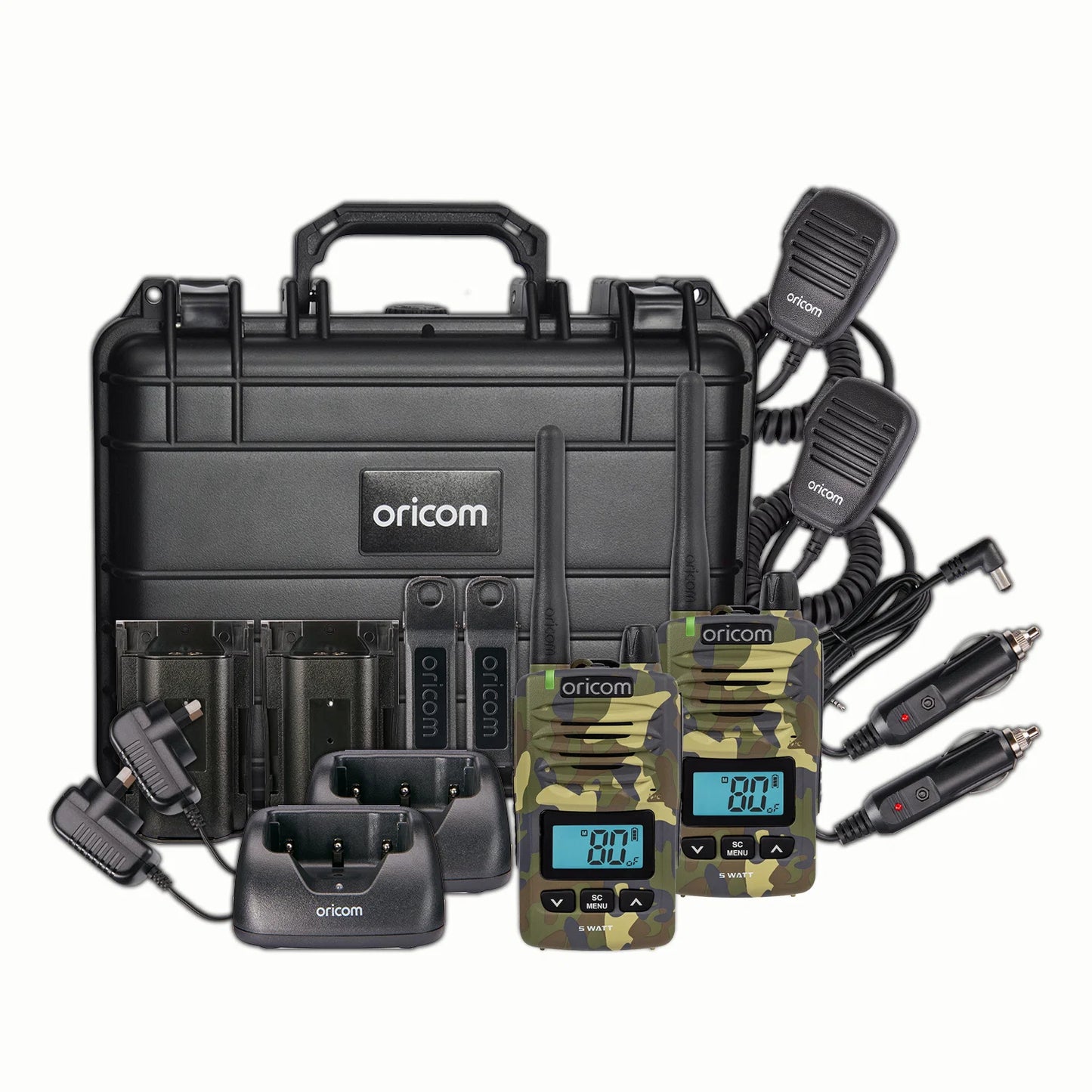 ORICOM DTXTP600CAM 5 Watt IP67 Waterproof Handheld UHF CB Radio Trade Pack (Twin Camo Radios)