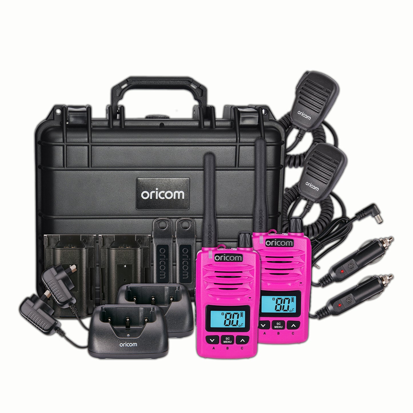 ORICOM DTXTP600 Pink 5 Watt IP67 Waterproof Handheld UHF CB Radio Trade Pack (Twin Radios)