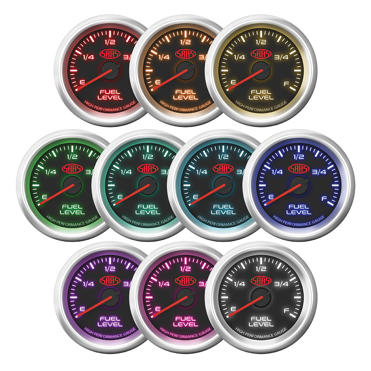 SAAS Fuel Level Gauge 52mm Black Muscle Series 3 (SG32290)