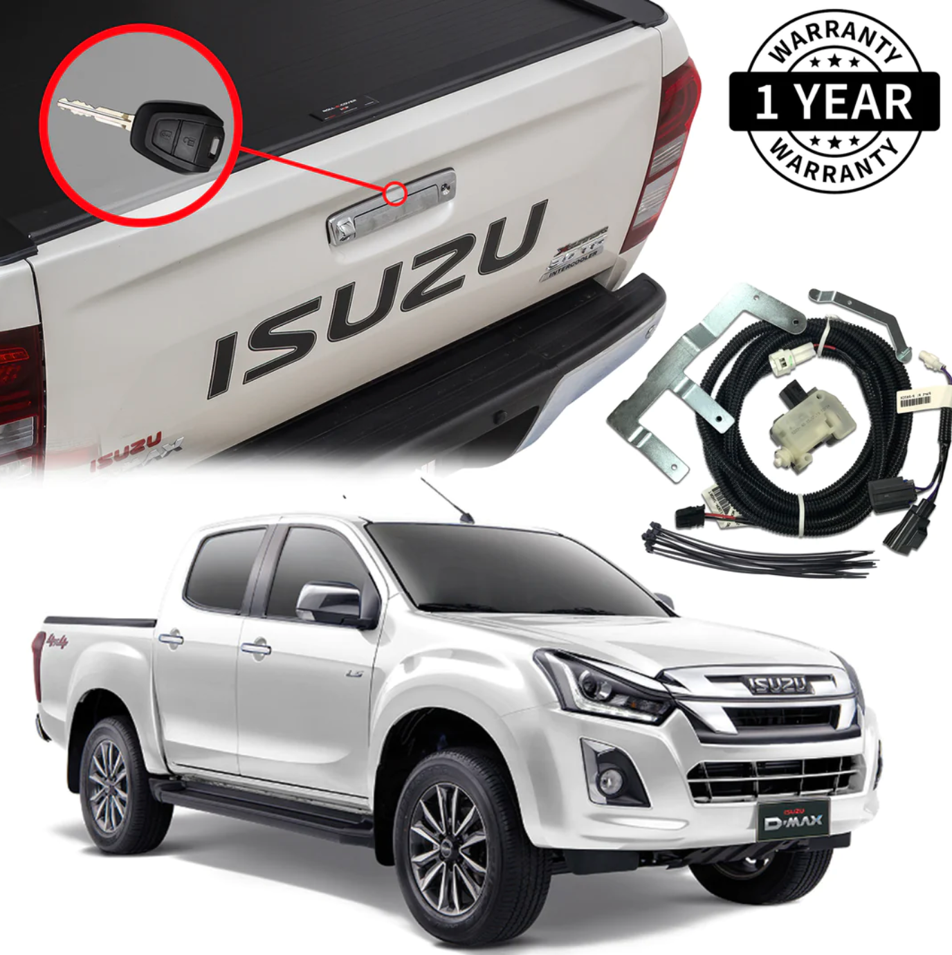 GRUNT 4X4 Tailgate Central Locking Kit Suit Isuzu D-Max MY15.5 -2019