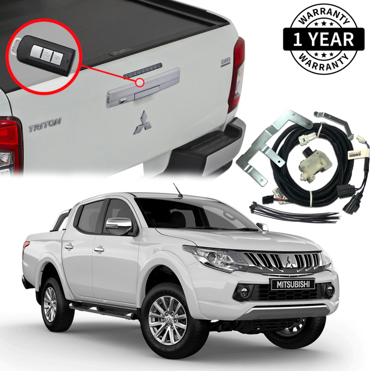 GRUNT 4X4 Tailgate Central Locking Kit Suit Mitsubishi Triton MQ GLS GLX & GLX+ 2015