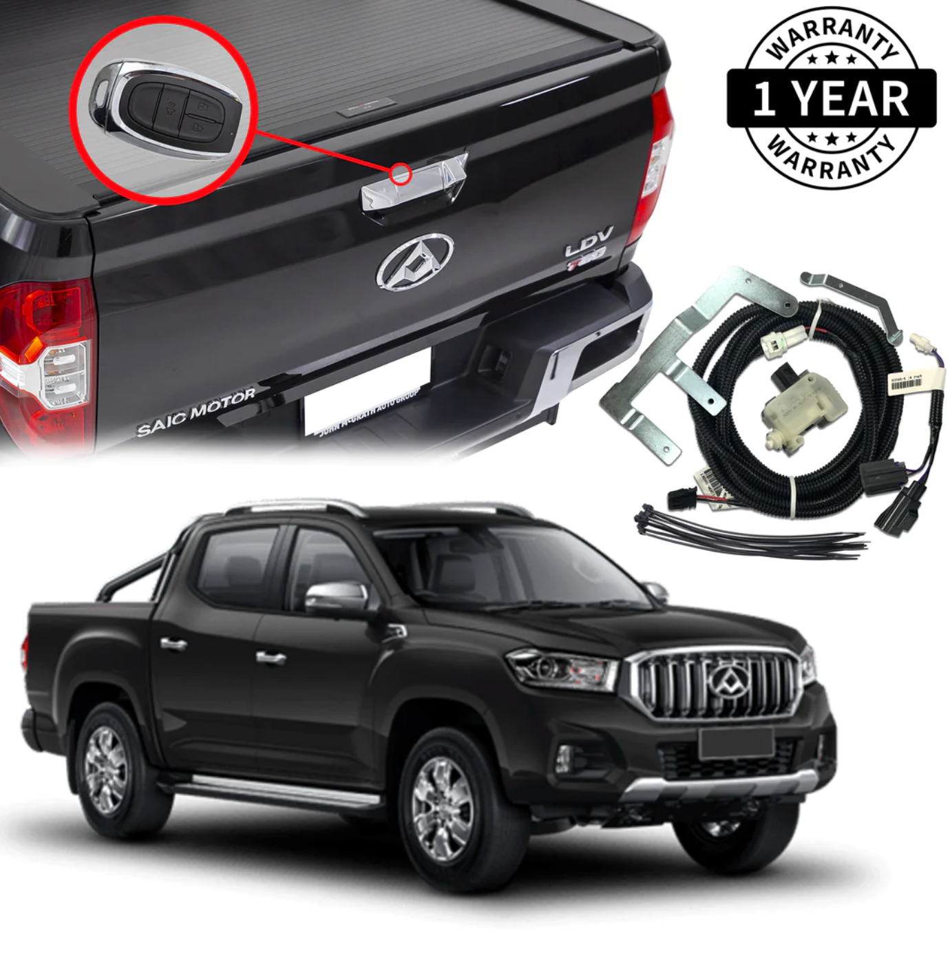 GRUNT 4X4 Tailgate Central Locking Kit Suit LDV T60 2017 Onwards