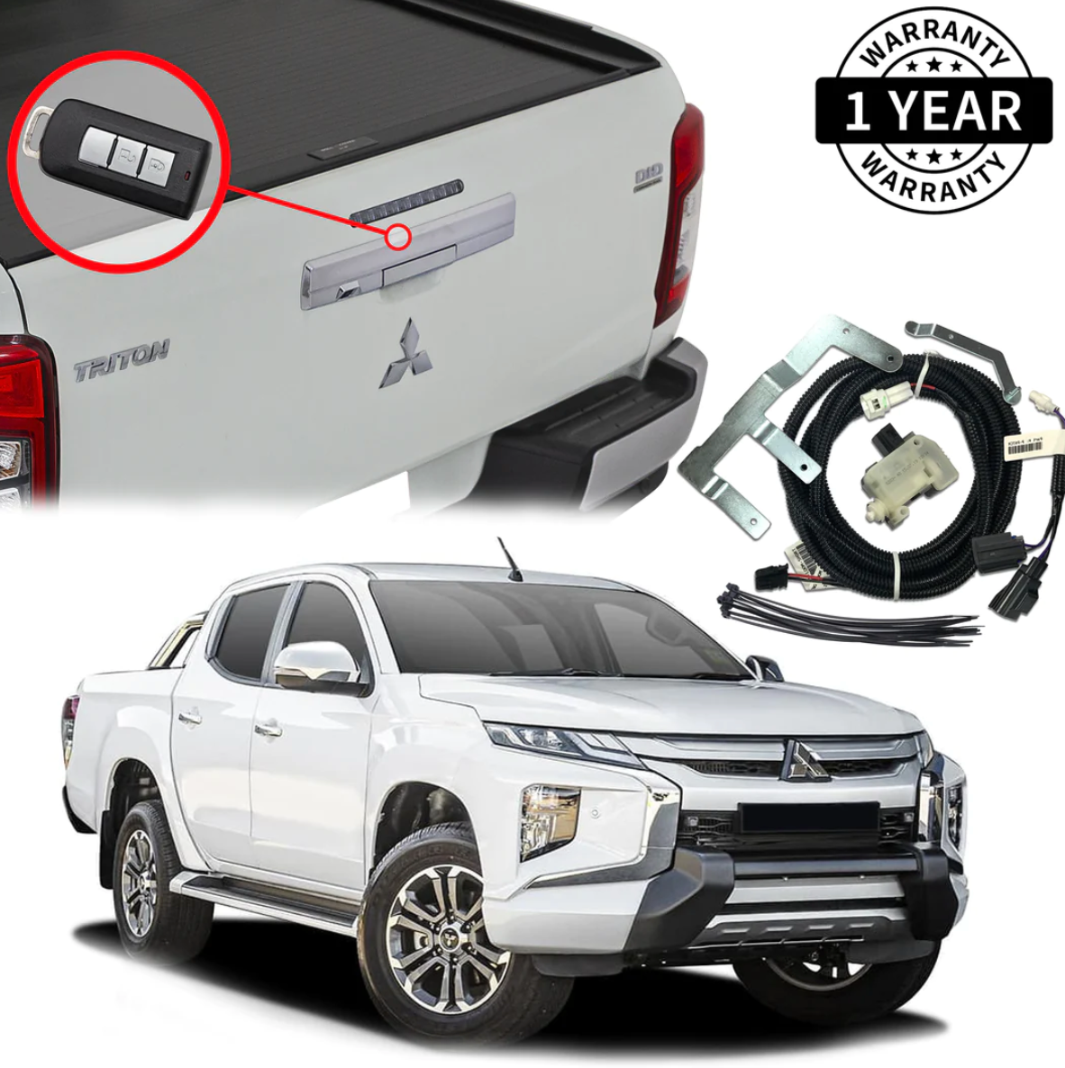 GRUNT 4X4 Tailgate Central Locking Kit Suit Mitsubishi Triton MR 2015-2022