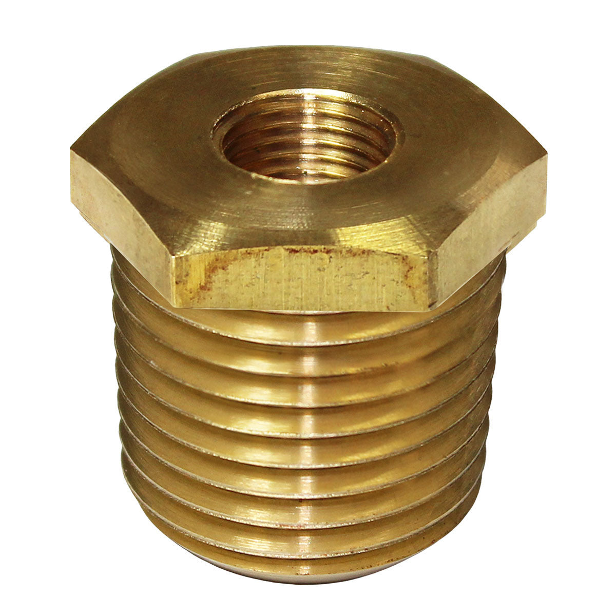 SAAS Gauge Bush Brass Adaptor 3/8-18 NPT to 1/8-27 NPT