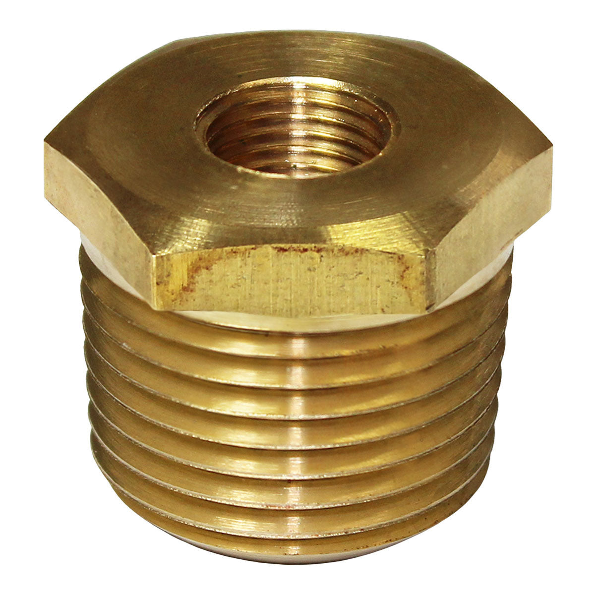 SAAS Gauge Bush Brass Adaptor 1/2-14 NPT to 1/8-27 NPT
