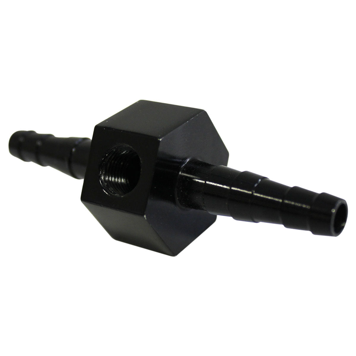 SAAS Inline Gauge Adaptor 5/16 - 3/8 Black Billet 1/8" NPT Female