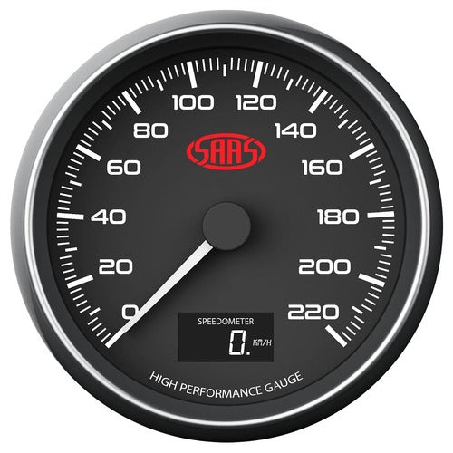 SAAS Speedo 0-220 KPH 80mm (3 1/8") In Dash Black Muscle Series (SG31632)
