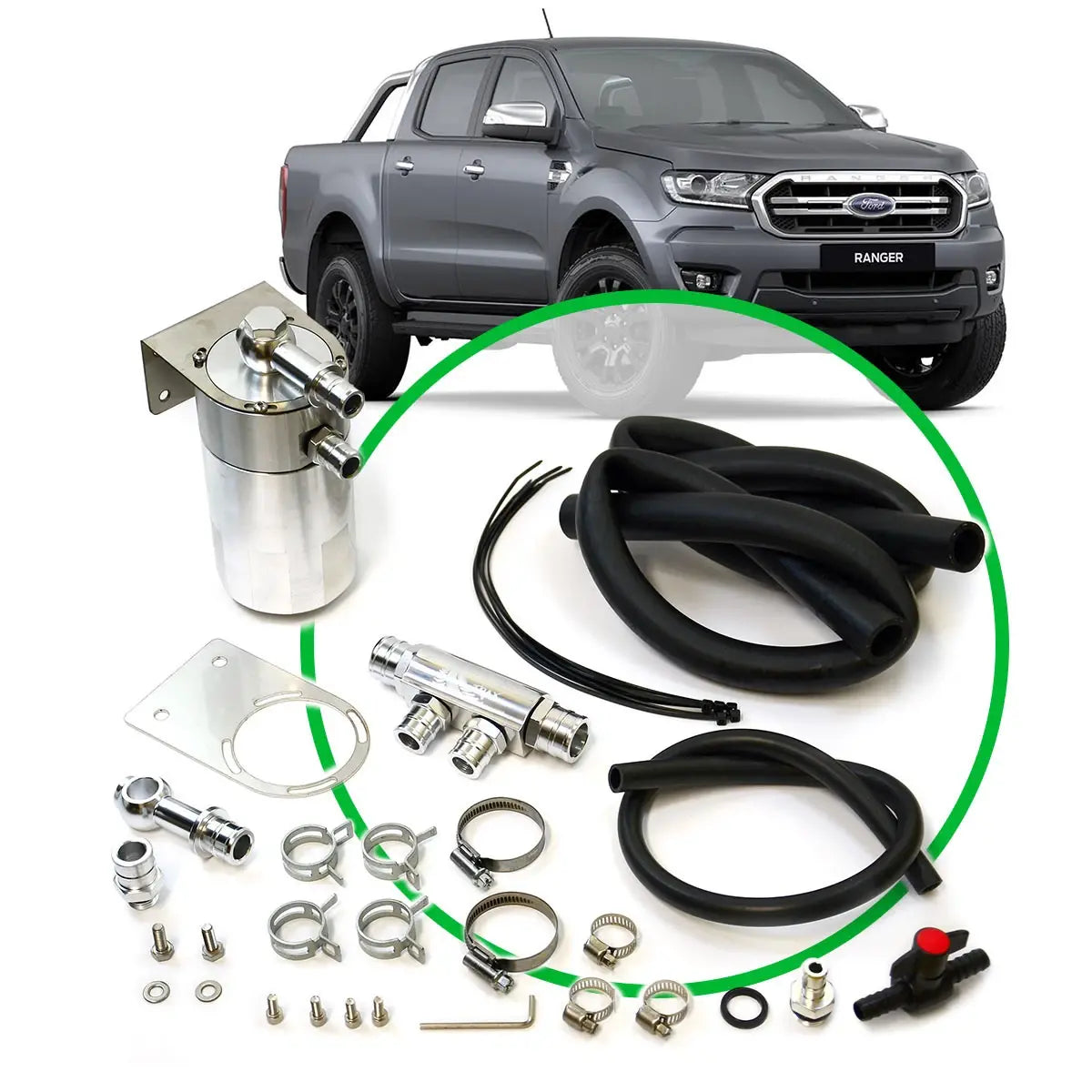 SAAS Oil Catch Tank Full Kit suit Ranger PX-II 2.2L/3.2L 2015 - ON Polished Aluminium