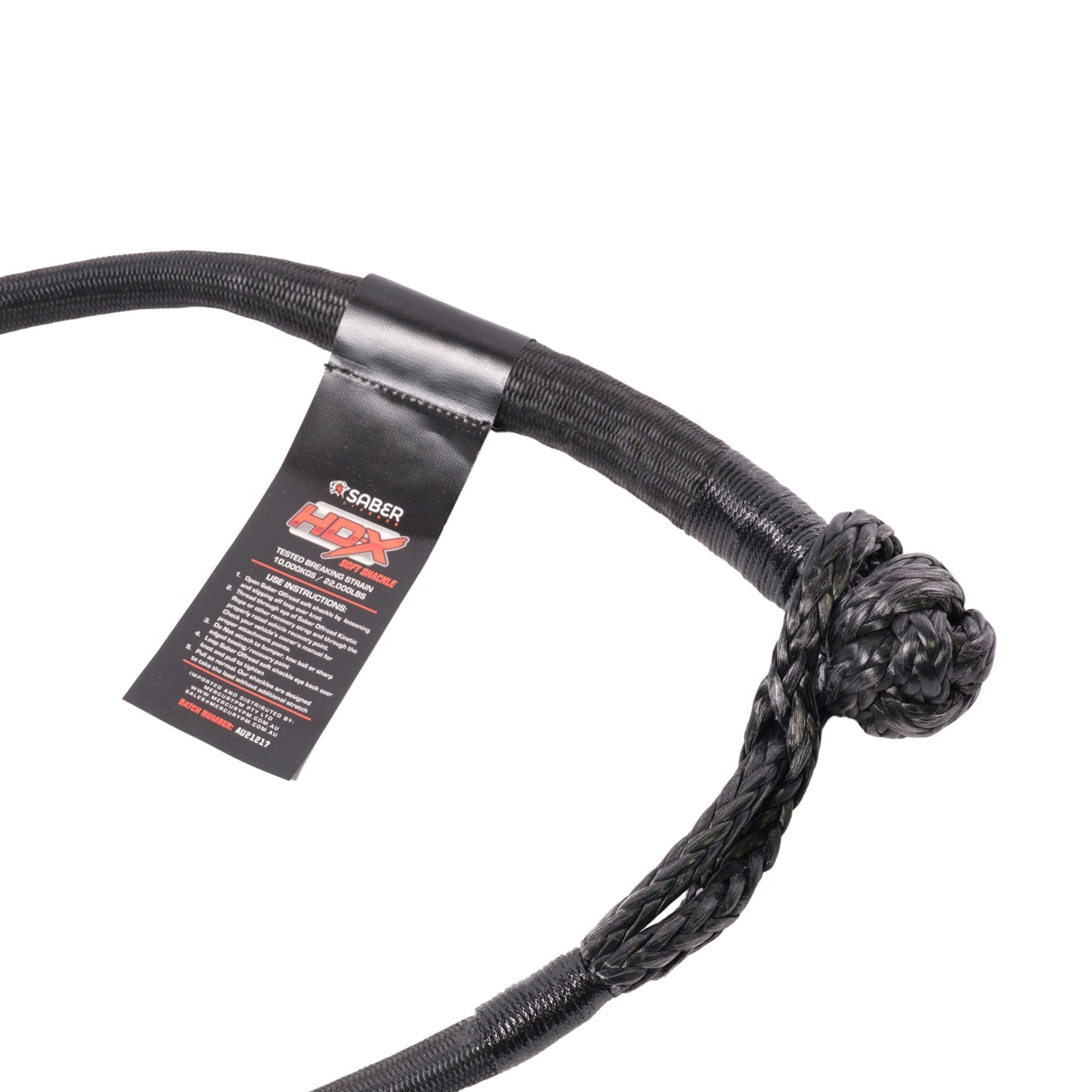 SABER OFFROAD 10,000KG Long HDX Soft Shackle with Technora Binding