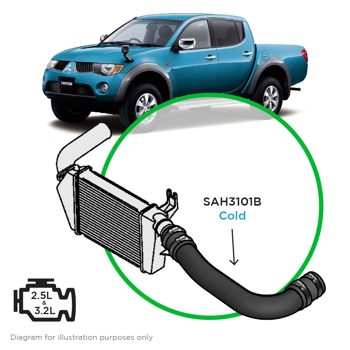 SAAS Intercooler Black Alloy Cold From Cooler / Mitsubishi Triton 2.5- 3.2L ML-MN