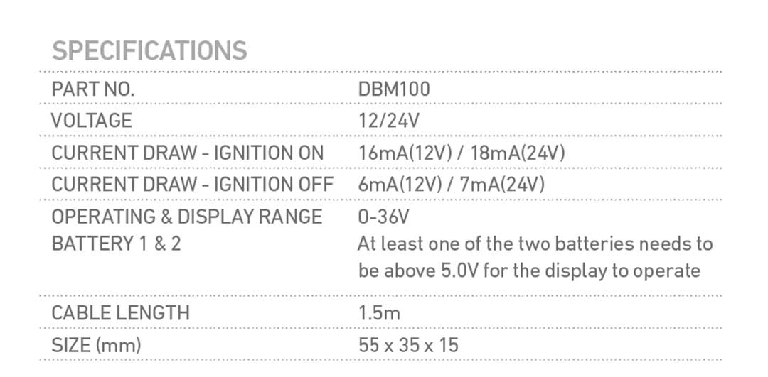 PROJECTA 12/24V Dual Battery Volt Meter