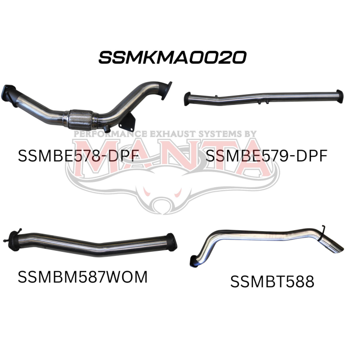 MANTA 4X4 MAZDA BT-50 DUAL CAB 3.2L OCTOBER 2016 -2021 3" (WITH DPF) ALUMINISED STEEL/STAINLESS STEEL EXHAUST